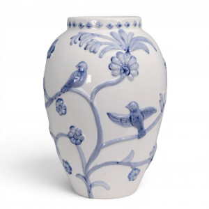 Blue Rosemont Embossed Vase, a decorative vessel for flowers or tabletop styling